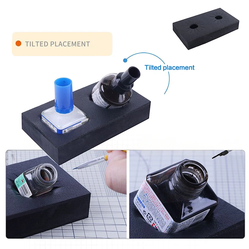 

Universal Glue Bottle Holder - 2-Hole Anti-Tip Base with EVA Cushioning, Non-Slip Workshop Organizer