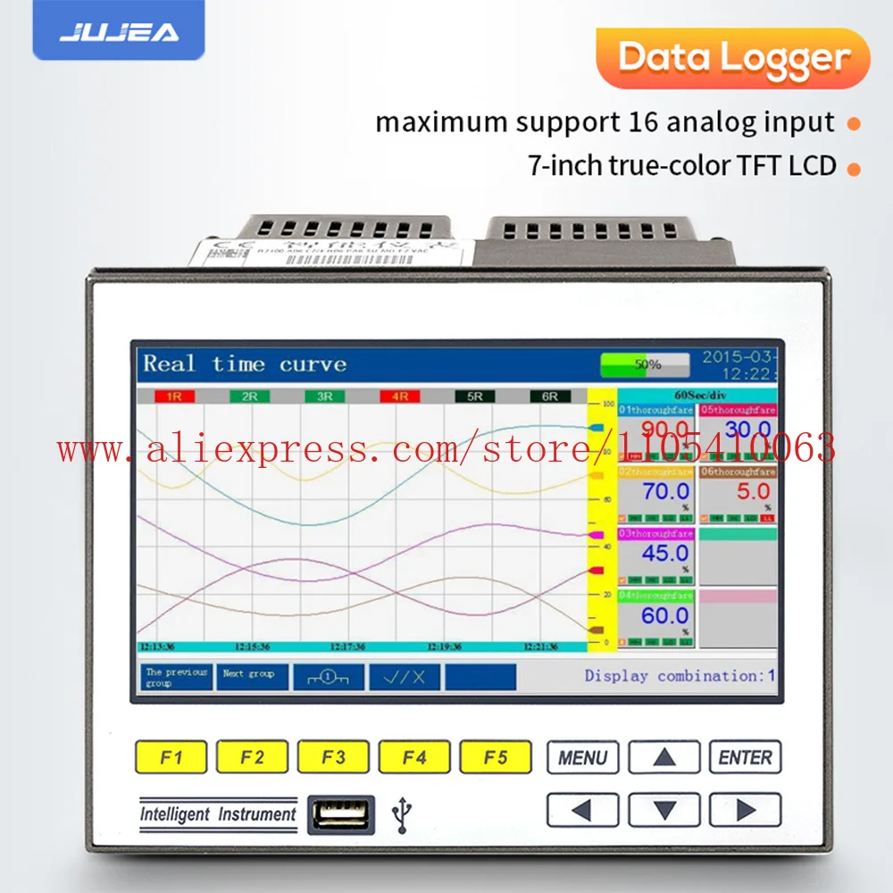 1PCS Real time data logger 16 channels flow rate recorder paperless high accuracy module logger
