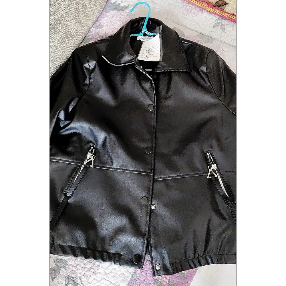 Frauen kurze Lederjacke neue Herbst koreanische lose lässige schwarze Motorrad mantel Mode wilde weiche pu Ledermantel 4xl