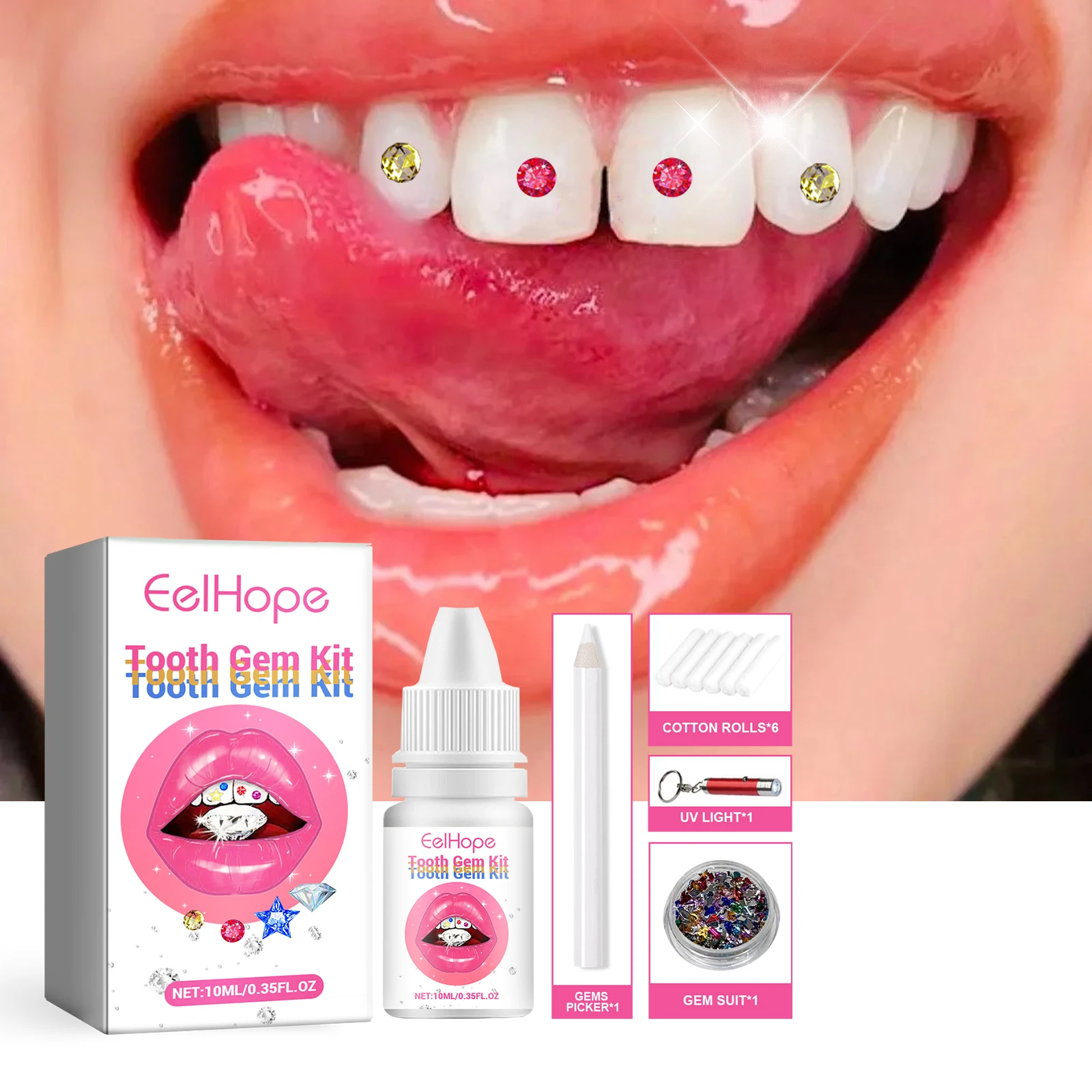 DIY Tooth Gem Kit -European & American Hip Hop Style Teeth Jewelry Set, Self-Adhesive Tooth Diamonds for Trendy Teeth Decoration