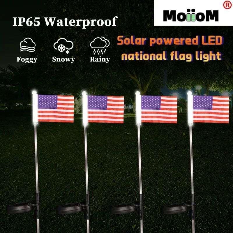 Private model products, solar cells, LED national flag lights, American and British flags, infinite garden scenery battery