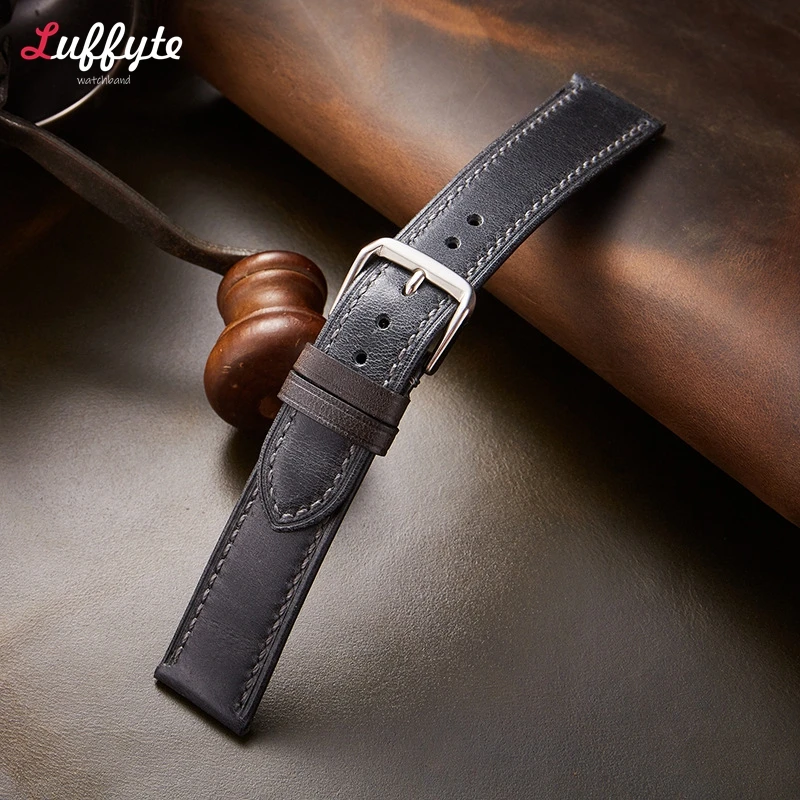 Soft Genuine Leather Watchband Watch Strap 18mm 19mm 20mm 21mm 22mm Retro Oil Wax Ultra-thin Universal Leather Watch Strap