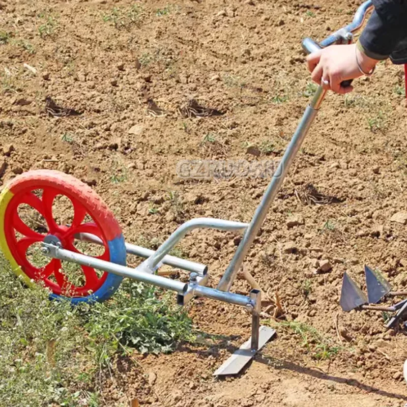 Manual Pull Plow Micro Tiller Plow Furrow Opening and Ridging Integrated Machine Soil Plowing and Loosening for Agricultural Use