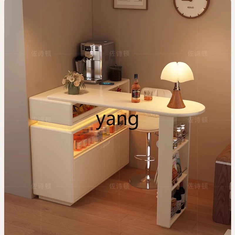 

LTT cream wind living room wine cabinet bar counter integrated table high-end solid wood corner dining side cabinet