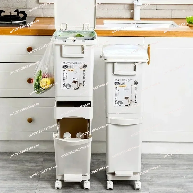 Suitable for mobile pulley garbage baskets, dry wet separation kitchen garbage bins