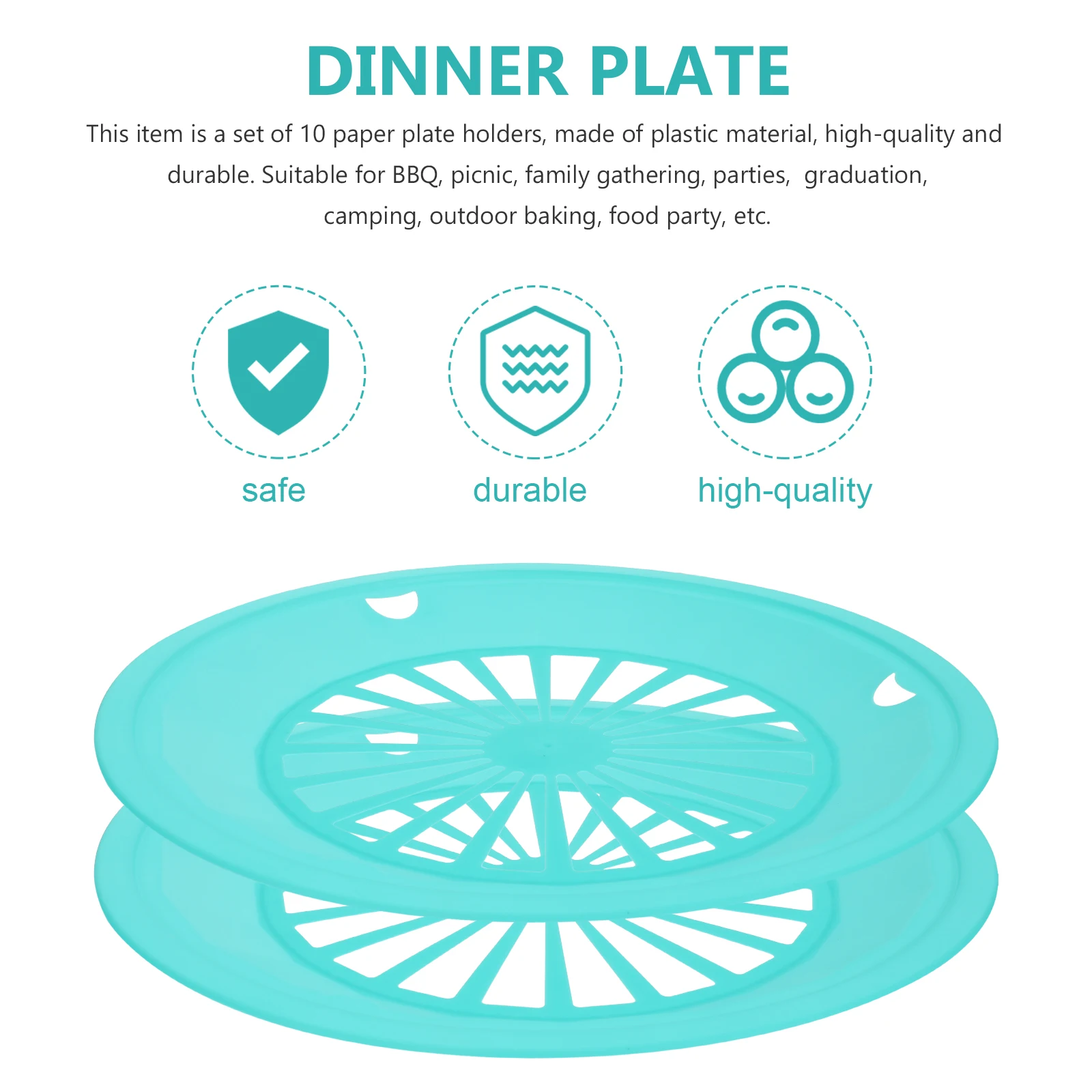 

10 Pcs BBQ Tray Plastic Dinner Plates Reusable Barbecue Trays Party Supplies Camping Outdoor Baking Food Party Kitchen Bar