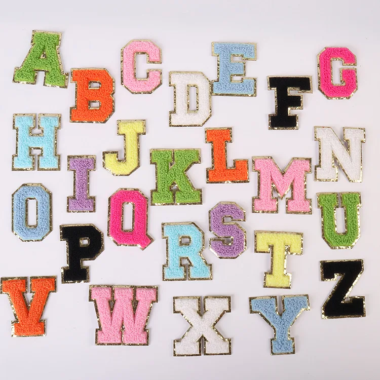 Patchs de lettres anglaises de couleur A-Z, 5.5cm, pour sac à vêtements, patchs de lettres à paillettes, bâton sur lettres de l'alphabet, broderie appliquée