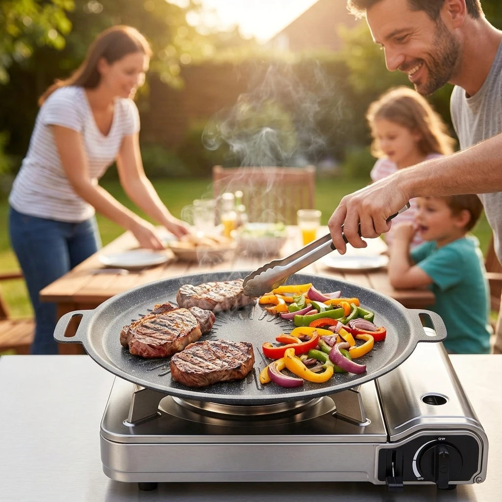 مقلاة شواء من حجر المايفان بقط - مراجعة Camping Cooking Without Gas وسعره