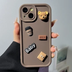 DIY Bear Coffee Case For Samsung S26 S25 S24 Ultra S23 S22 Plus S21 FE A17 A16 A15 A57 A56 A55 A54 A53 A36 A35 A07 A06 TPU Cover