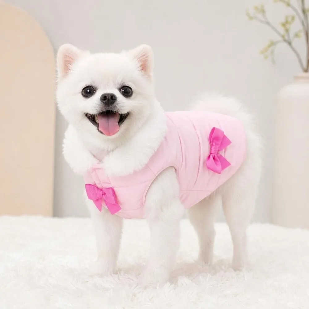 Fashion Winter Dog Warm Clothes Windproof Princess Dog Vest Coat Lining Thickened Dog Hiking Jacket Cat