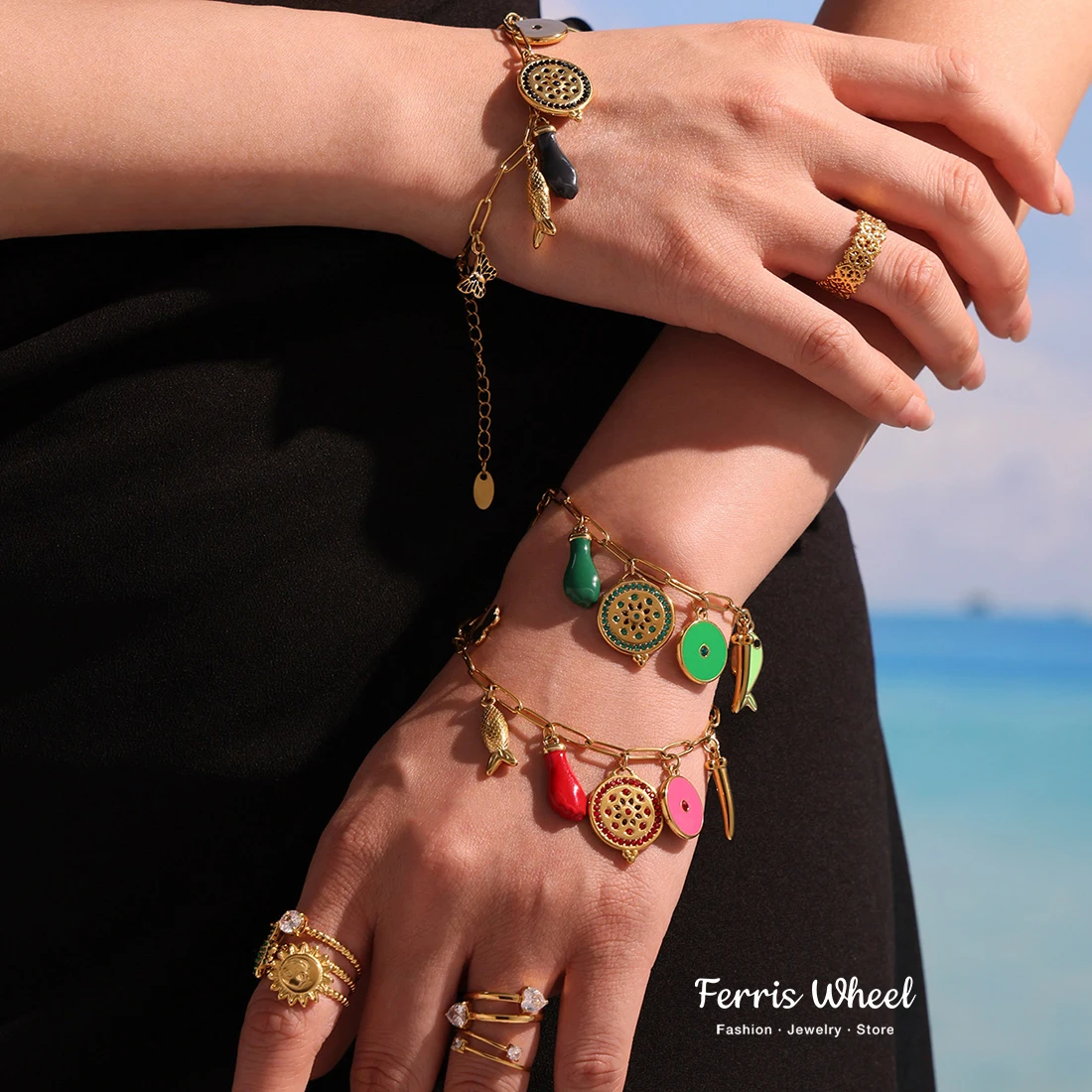 

Ethnic Tassel Waterproof Bracelet For Women Female Bangles Gold Plated Stainless Steel Bohemia Luxury Jewelry