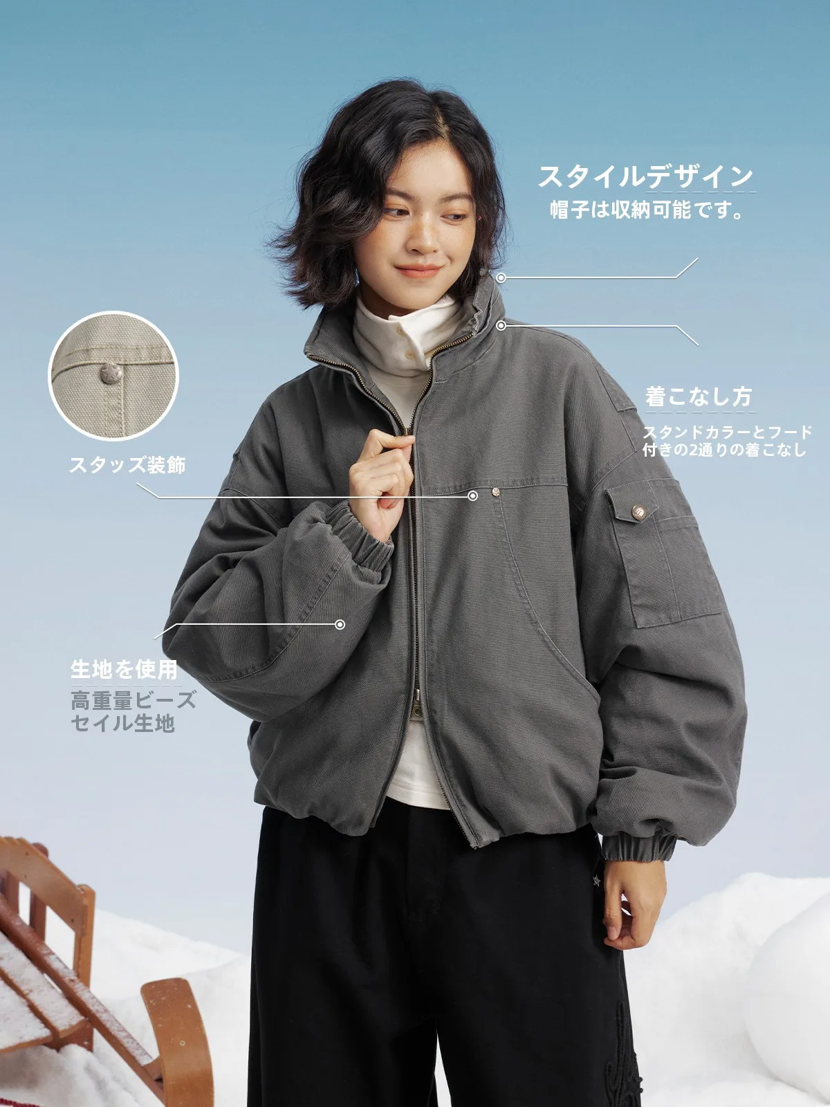 

Женская повседневная хлопковая куртка Maood Heavy Du Waed в нейтральном стиле, модная, универсальная, с дизайном в виде парусника, в рабочем стиле