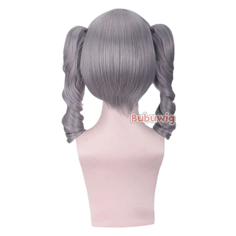 Bubuwig capelli sintetici Anime The Idol Master cenerentola Girl Kanzaki Ranko parrucche coda di cavallo parrucche Cosplay grigie ricci resistenti