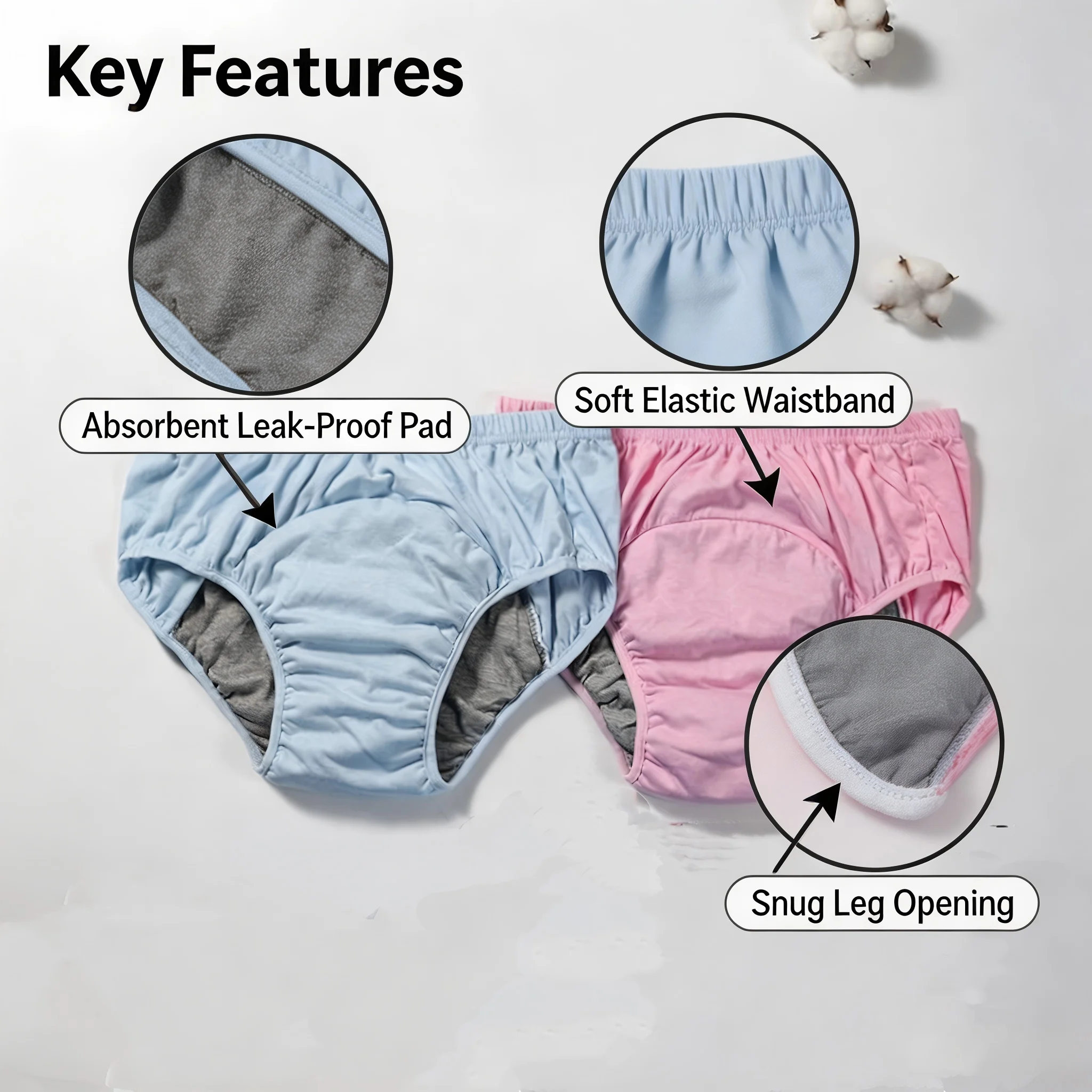 Reusable Washable Graphene Cotton Incontinence Panties For Elderly Breathable Waterproof 500ML High Absorb Overnight Underwear