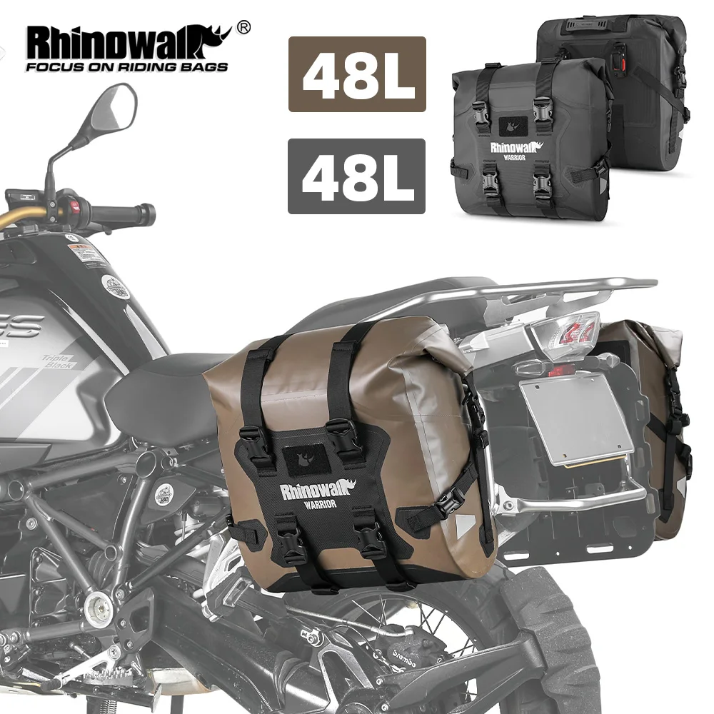 Rhinowalk 2pcs Motorcycle Luggage Bag Waterproof Quick-Release Saddle Universal Travel Storage Tail Pannier Riding Accessories