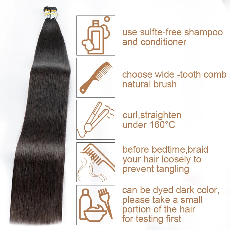 ตรง I TIP ต่อผมธรรมชาติมนุษย์จริง FUSION Hair Extensions 50 ชิ้น/เซ็ต Keratin แคปซูลสีน้ําตาลสีบลอนด์ 12-30 นิ้ว