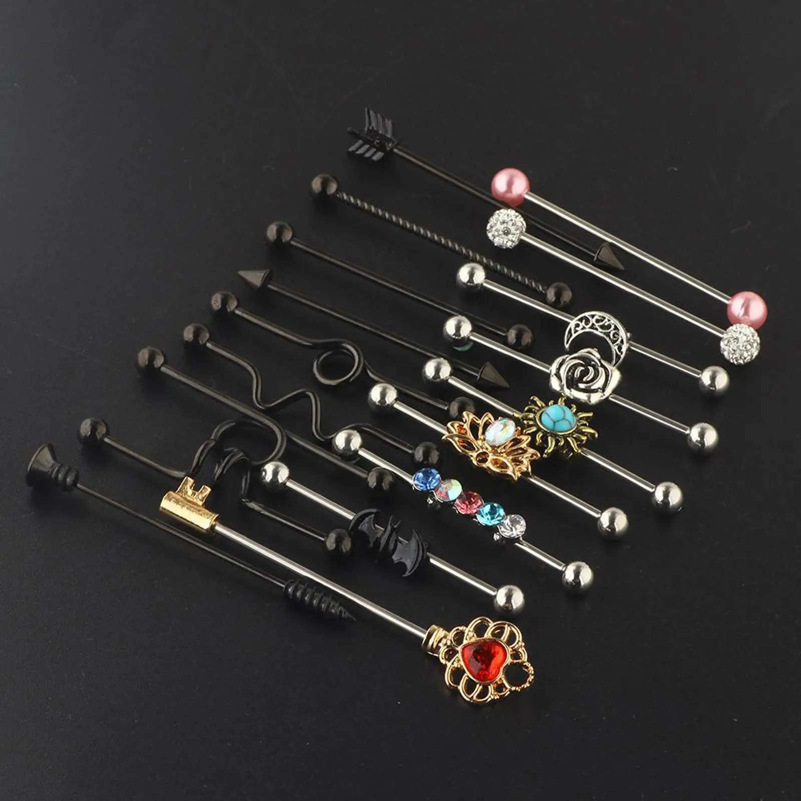 18pcs 1.6mm 14G Stainless Steel Industrial Barbell Earrings 38mm 1 1/2