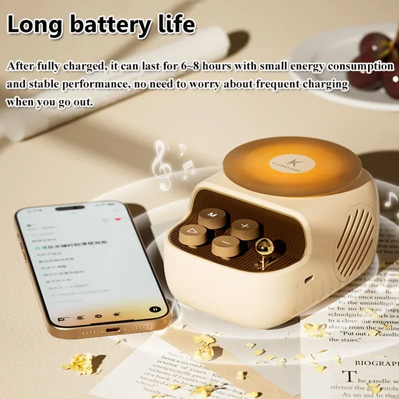 Bluetooth-динамик, машина для ароматерапии, ночник, вращающаяся запись, мини-аудиоплеер длительного действия, портативные ретро-динамики