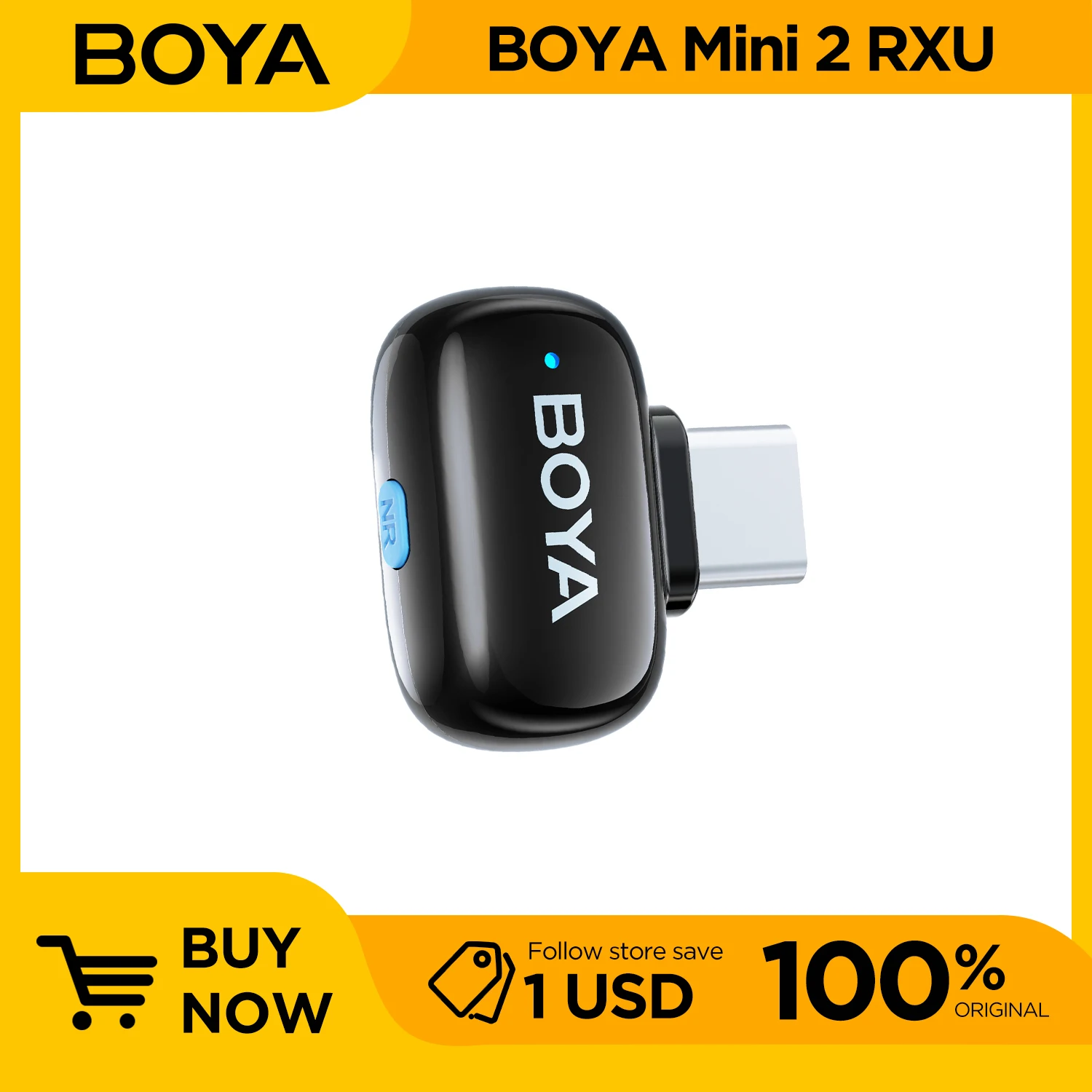 جهاز استقبال BOYA Mini 2 متوافق مع Android iPhone وType-C وواجهات Lightning للاستخدام مع BOYA Mini 2 wireless lavalier
