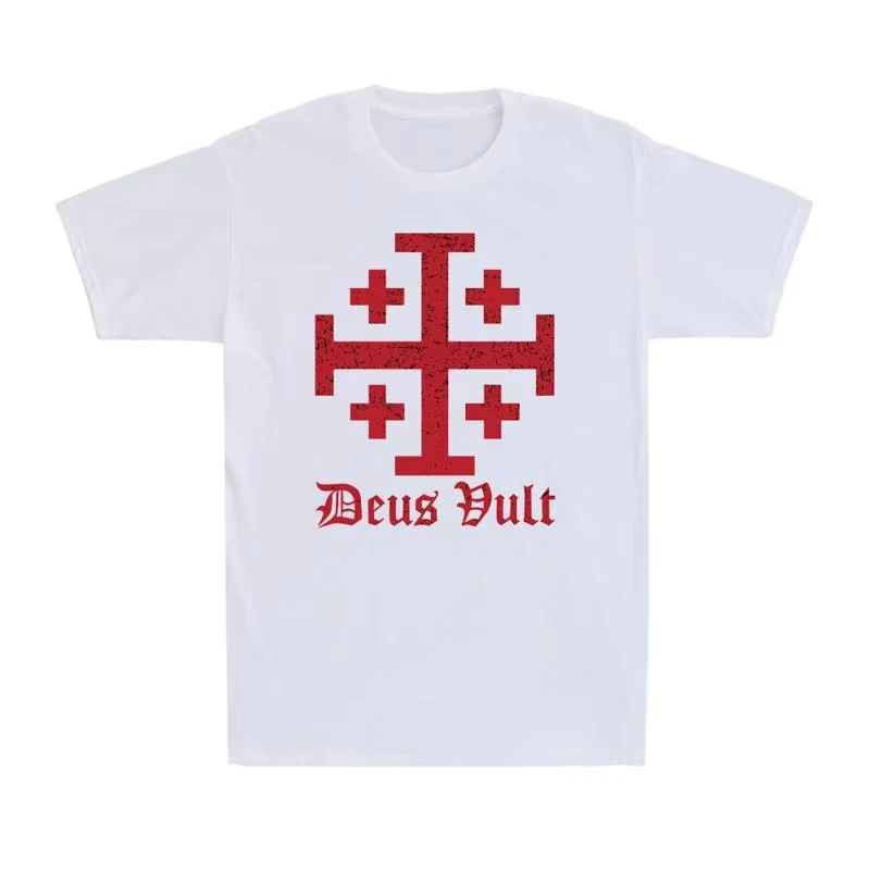 Order Of The Holy Sepulchre Jerusalem Cross T-Shirt Men Women Cotton Graphic Printed Short Sleeve Vintage Loose Casual Hot Sale