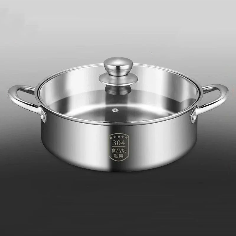 

Extra-thick Soup Pot 304 Stainless Steel Induction Cooker Special Gas Cooker Steaming Stew Thickened Double Ear Hot Pot Househol