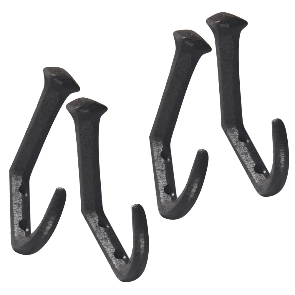 

4 Pcs Cast Iron Bent Nail Hook Key Hooks Wall Coat Hangers Mount Decorative for Hanging Storage Door Simple Retro