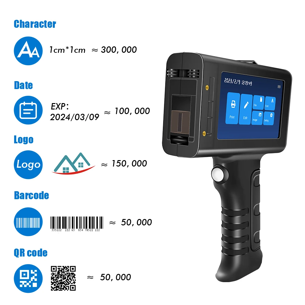 Imagem -06 - Portátil Handheld Inkjet Printer Barcode Batch Número Logotipo Data de Validade Printer Gun com Cartucho Preto Wld-l1 qr 12.7 mm