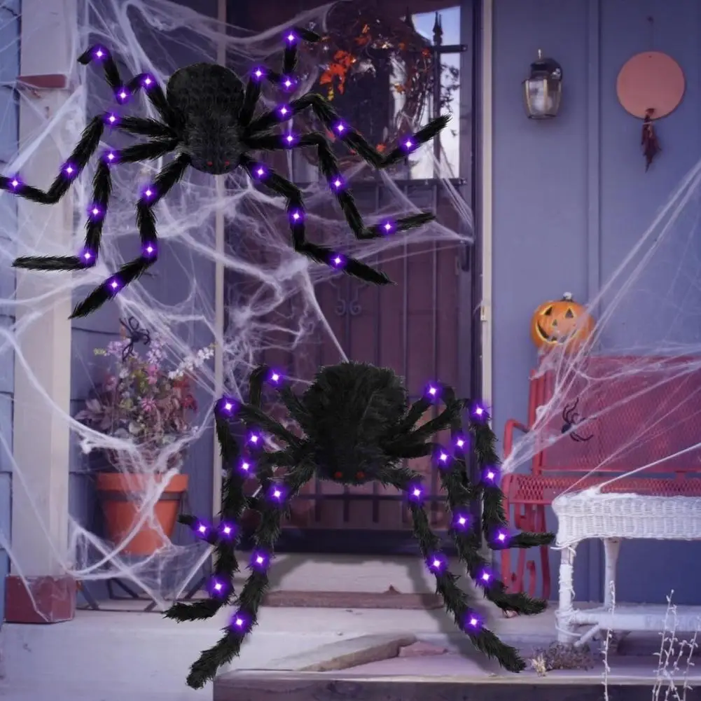 Children Favorite Halloween Spider Realistic Furry Spider with Wire-reinforced Legs Giant Spider Halloween Decoration for Indoor
