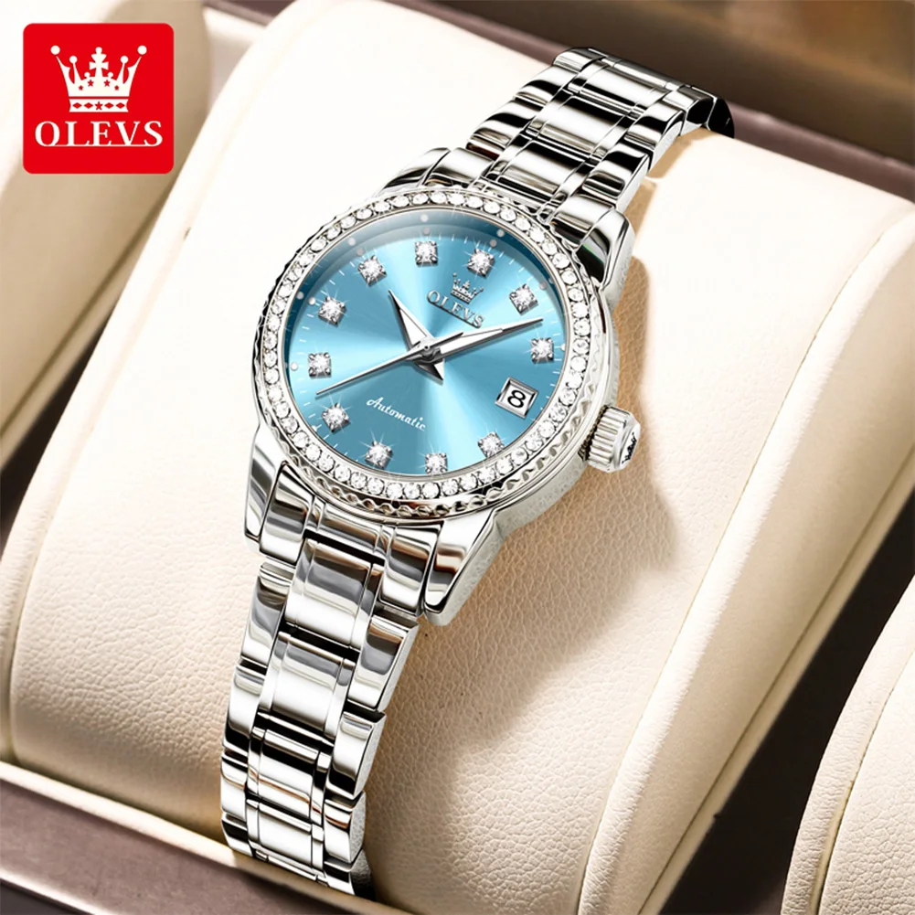 

OLEVS 7003 Elegant Ladies Dress Bracelet Wristwatches Luxury Diamond Dial Calendar Women's Automatic Mechanical Watch