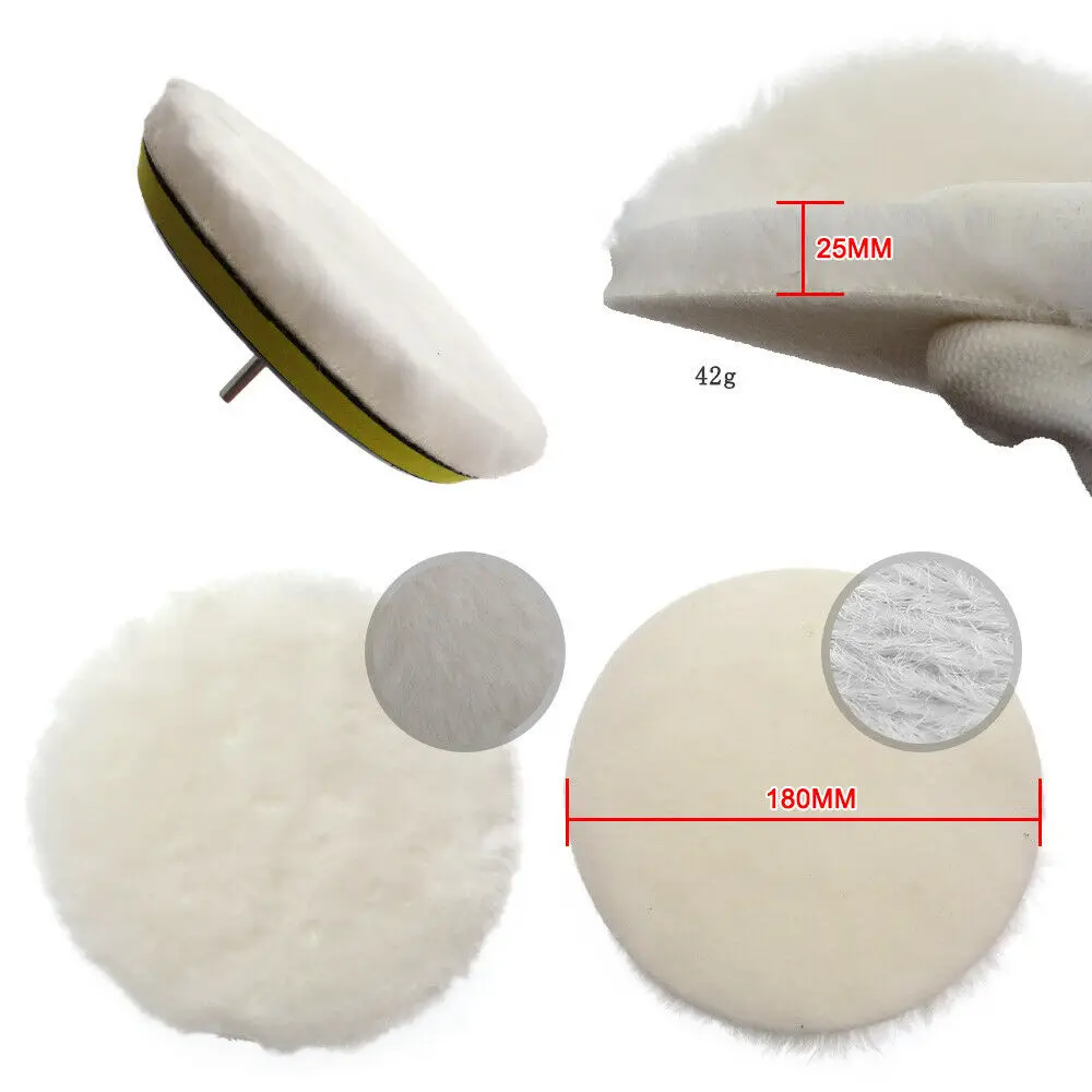8Pcs 7 "นิ้ว180Mm รถ Buffing Pads ชุดทำความสะอาดฟองน้ำขัดอะแดปเตอร์เจาะบัฟเฟอร์ Polisher ผสมและแว็กซ์