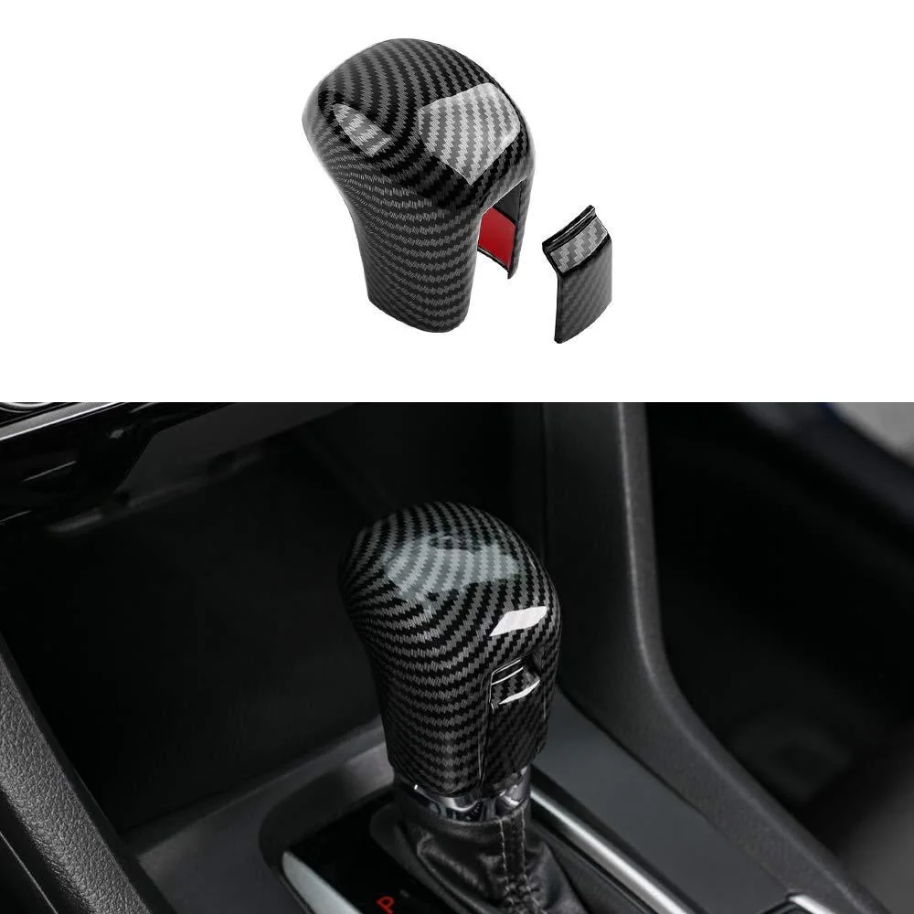 

Carbon Fiber Style Interior Gear Shift Knob Protector Cover Trim For Honda Civic 2016 - 2021 10th Gen Automatic Transmission