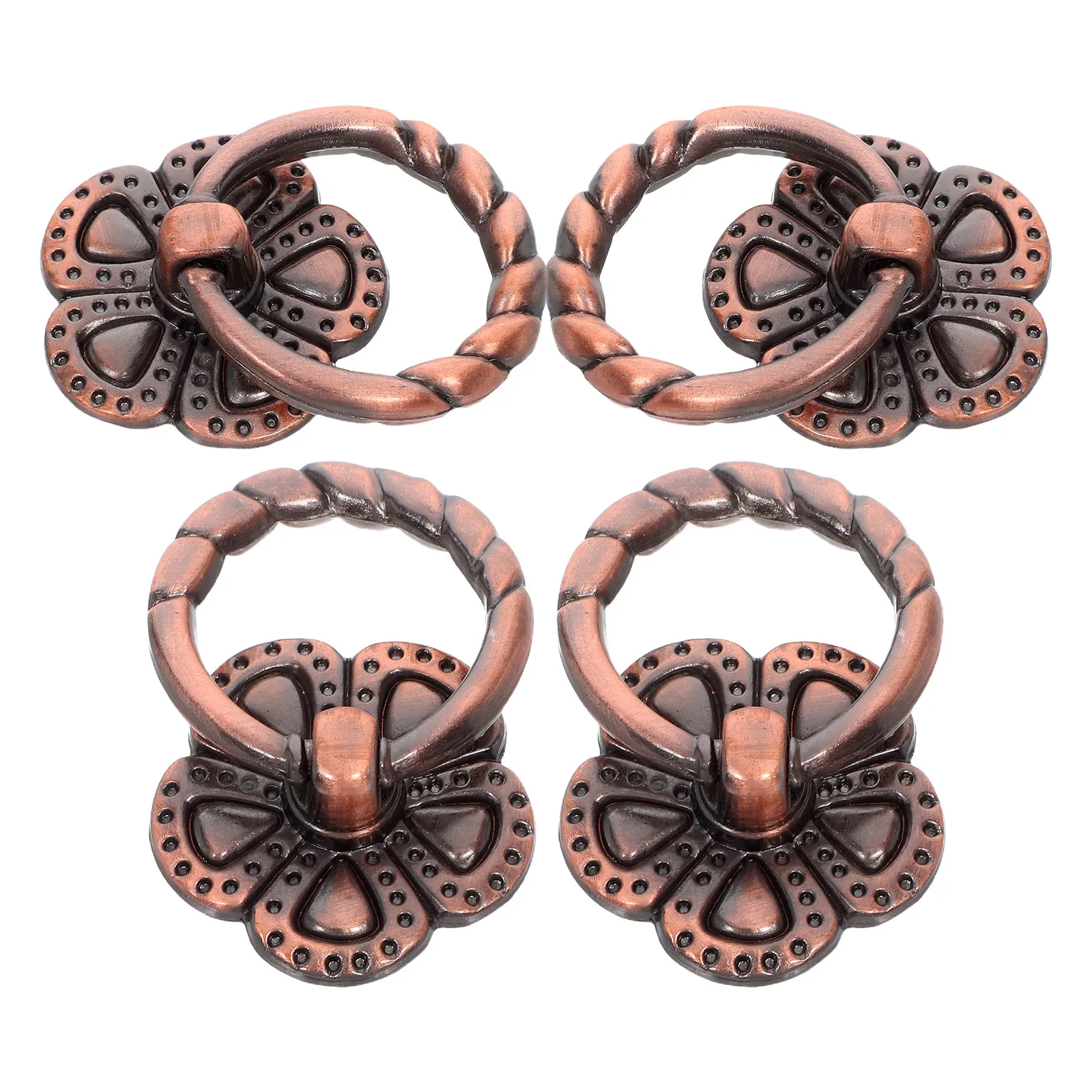4Pcs Zinc Alloy Floral Drawer Pulls Vintage Flower Cabinet Knobs Single Hole Dresser Handles Cupboard Kitchen Cabinet Hardware