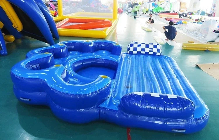 Custom Inflatable Water Amusement Equipment Multiplayer Inflatable Floating Island Platform Boat