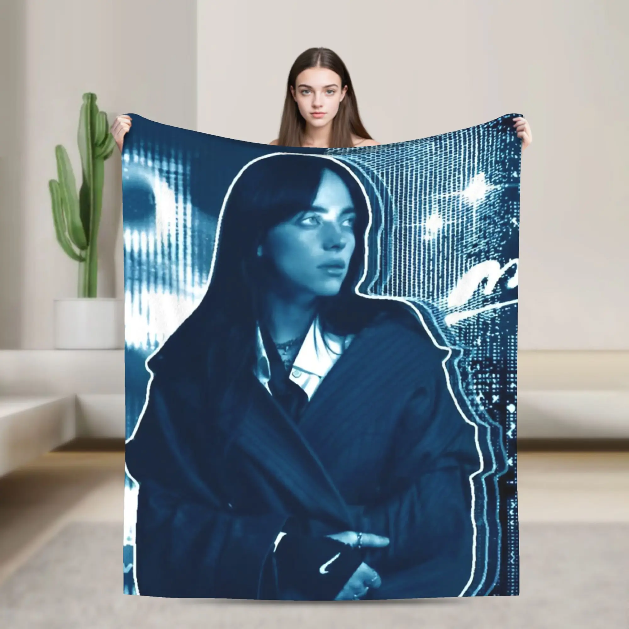 B-Billie-Girl E-eilish Singer Music Blanket Velvet Spring Autumn Breathable Super Warm Throw Blankets for Bedding Bedspreads
