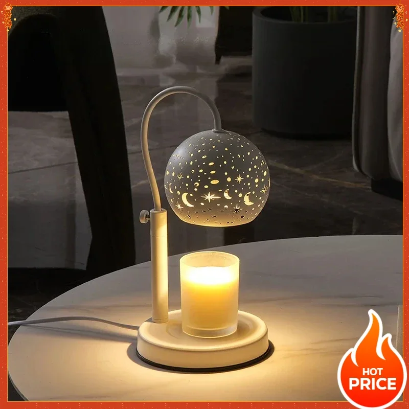 

Electric Candle Melt Lantern Retro Candlestick Lamp Safe Candle Melt Warmer Light Dimming Switch Desk Lamp Book Light