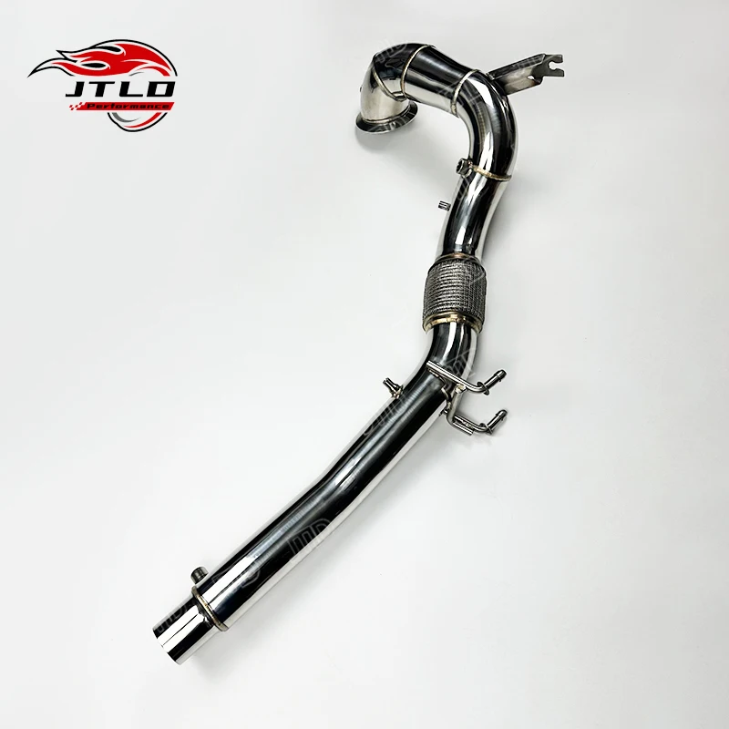 JTLD Stainless Steel Straight Pipe Polishing Exhaust Downpipe For VW GOLF 8 MK8 GTI OPF 2.0T