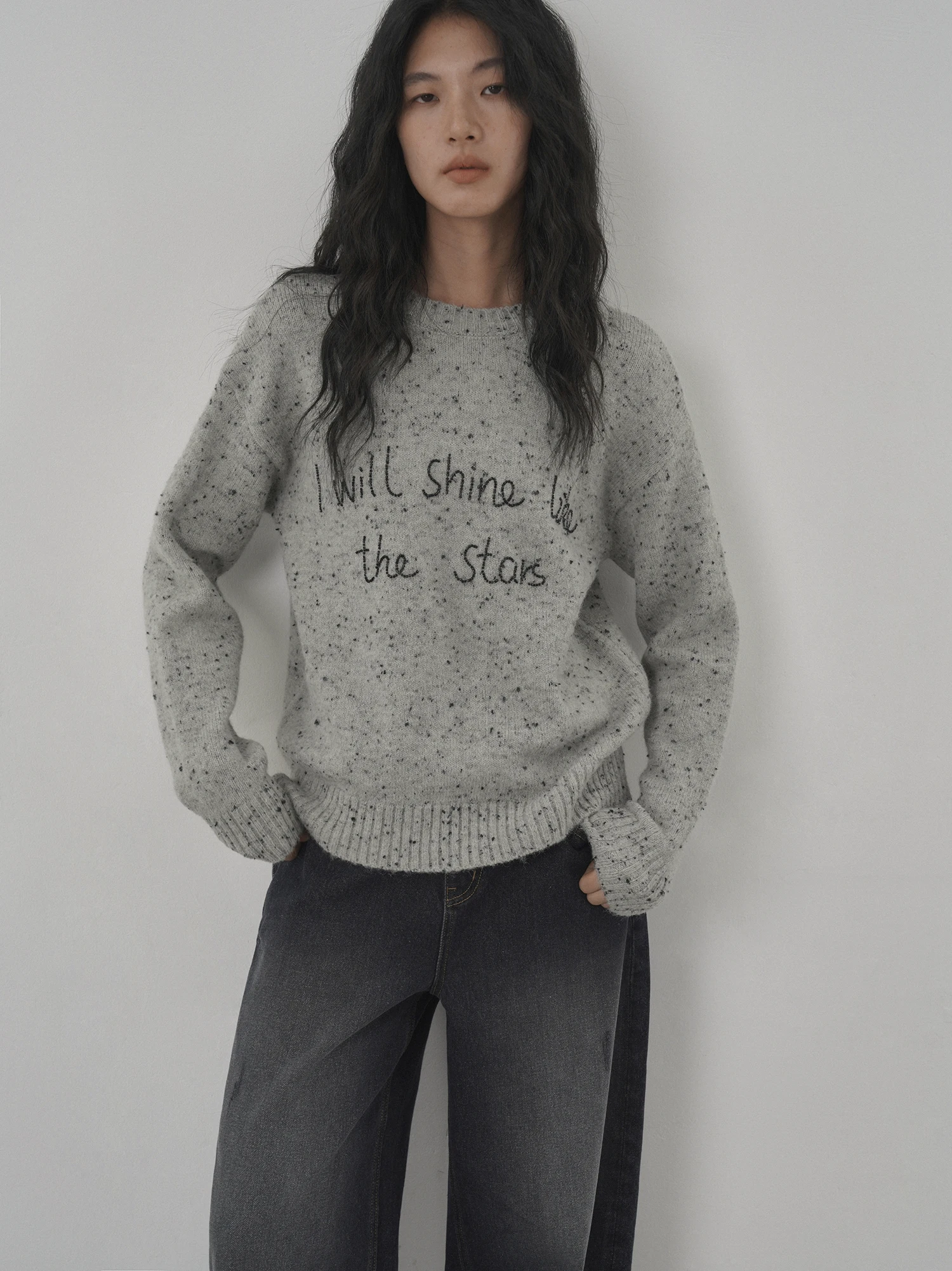 

EIGHTHMONTH Casual Loose Women's Knitted Sweater round Ne Pullover Autumn New Sle Slimming Top Warm Long Sve