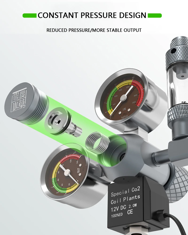 ZRDR Aquarium CO2-Regler-Magnetventil mit Blasenzähler wird für CO2-Gasflaschen in Fischbecken verwendet als CO2-Druckminderer. – Detail 3