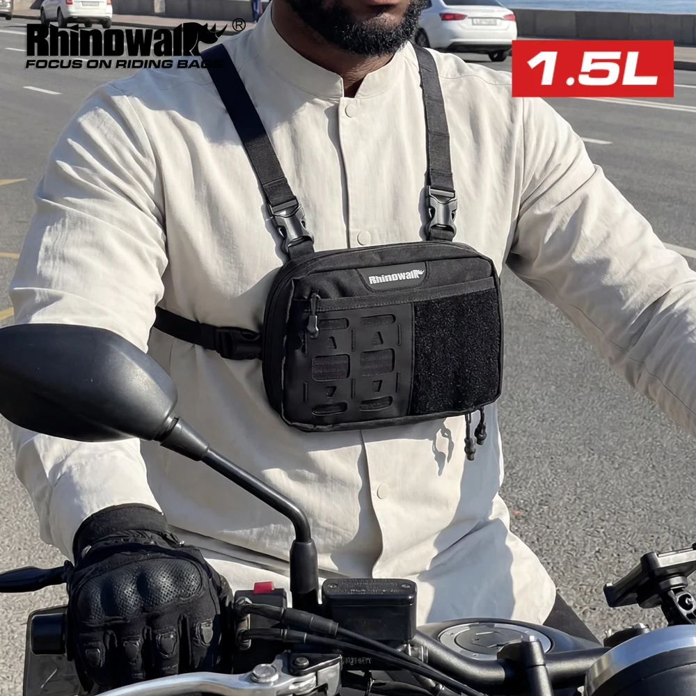 Sac de poitrine tactique multifonctionnel Rhinowalk pour moto et vélo, sans sac à dos