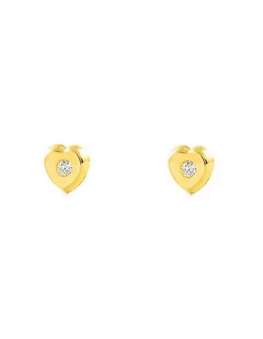 Earrings baby/girl gold 9k heart zirconia