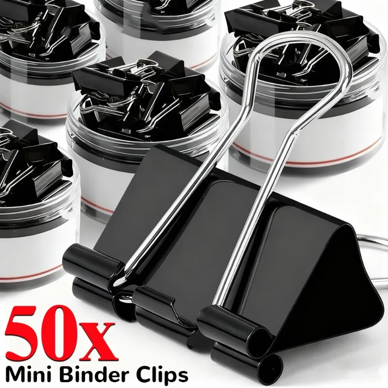 10-50 قطعة مقاطع قابلة للطي متعددة الأغراض دبابيس ورق معدنية الموثق كليب مكتب كليب أسود 15 مللي متر للورق مكتب المنزل المطبخ #1