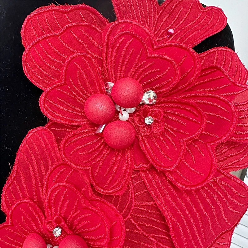 Pin Cloth Applique Decorative Flower Large Embroidery Studded Patch DIY Accessory Corsage