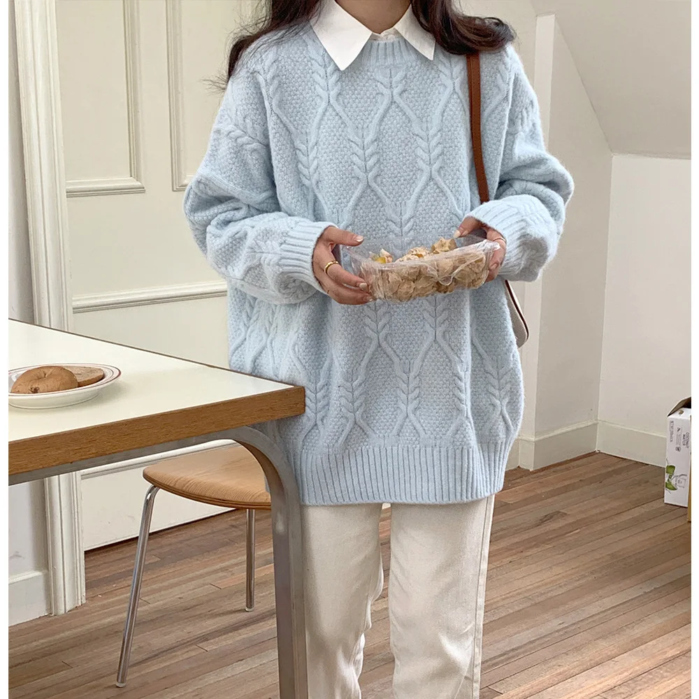 Pulls femmes chandails col rond manches longues pulls Y2k Streetwear élégant épissure tricot décontracté travail ample automne hiver 2025