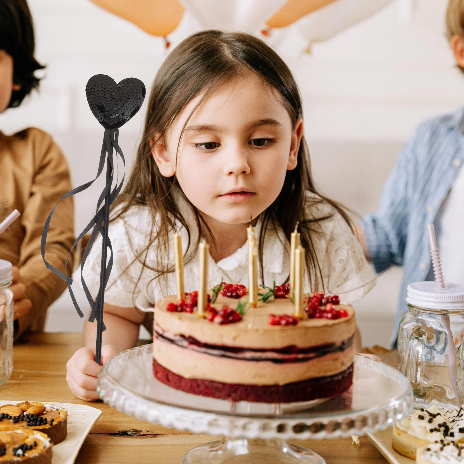 3 Buah Tongkat Peri Hati Payet Rumbai Kostum Putri Perlengkapan Pesta Hadiah Permainan Peran Cosplay Anak-anak Tongkat Hati Merah