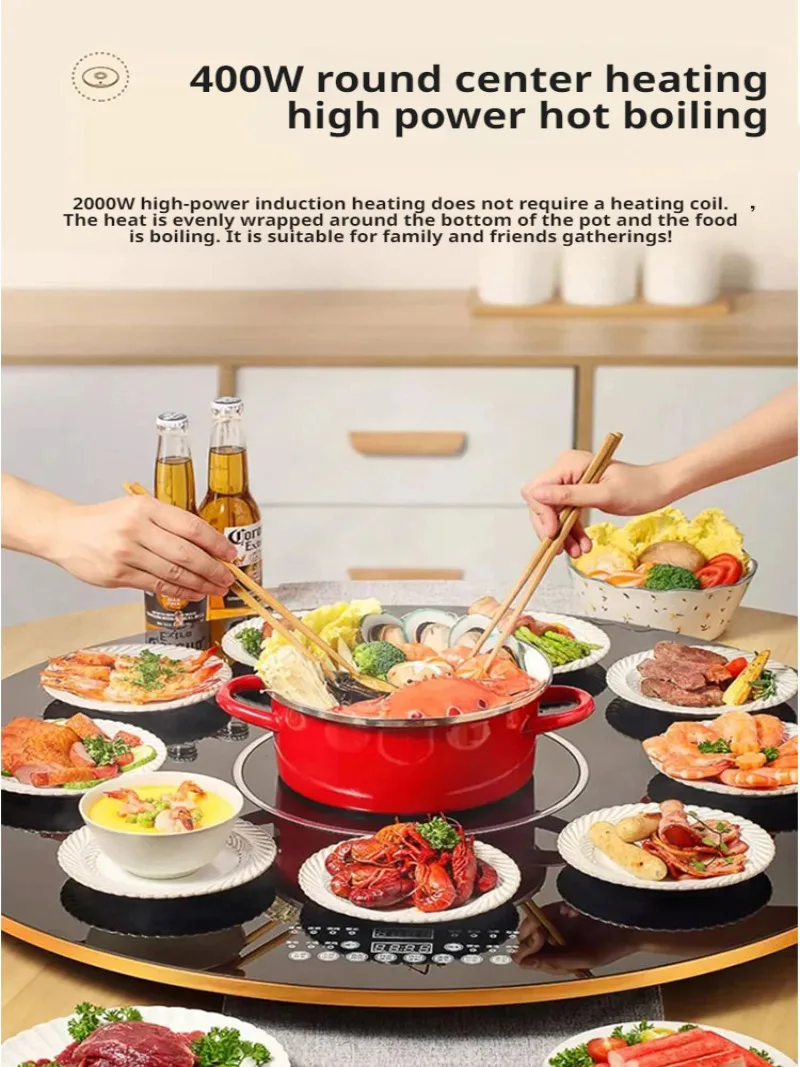 Smart Home Meal Insulation Board Multi-function Warm Food Heating Plate Insulated Round Dining Table