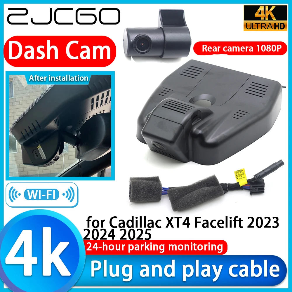 ZJCGO para Cadillac XT4 Facelift 2023 2024 2025, Cámara para Auto DVR 4K, Cámara UHD 2160P con Lente Sony, Monitor de 24h, Grabador de Video de Estacionamiento