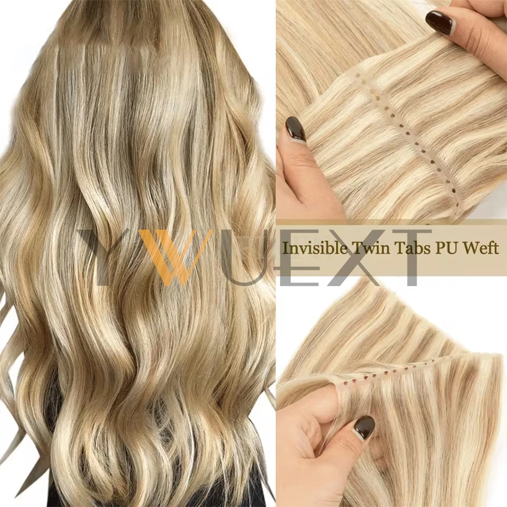 

Двойное впрыска XO Hole Weft Human Hair Невидимые двойные вкладки PU Weft Настоящие человеческие волосы 12-24 Micro Loop XO Weft Пучки волос 40-50 г