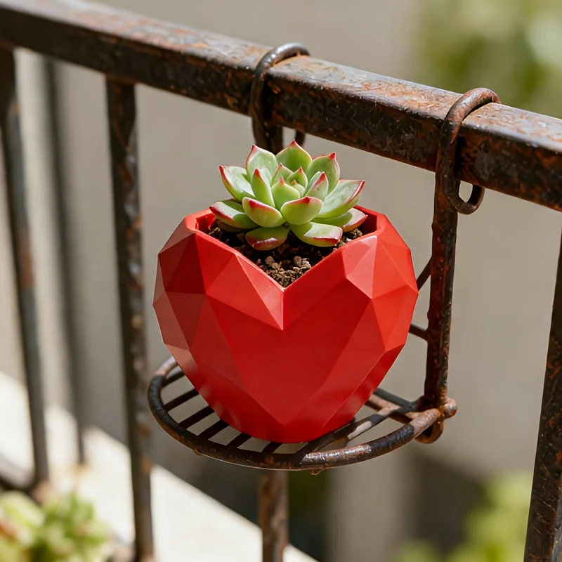 3D Printed Irregular Heart Plant Pot, Durable Plastic Succulent Planter, Modern Decor for Balcony Garden & Desktop