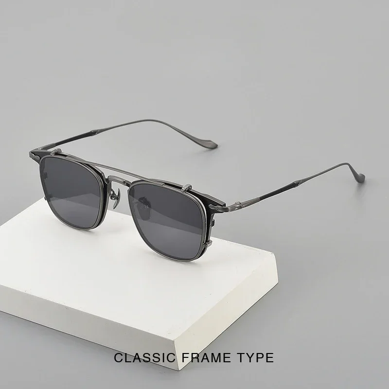 Handmade Prescription Pilot Double Beam Clip Acetate Men Square Fashion Sunglasses M3111 Business Glasses Titanium Women Frame