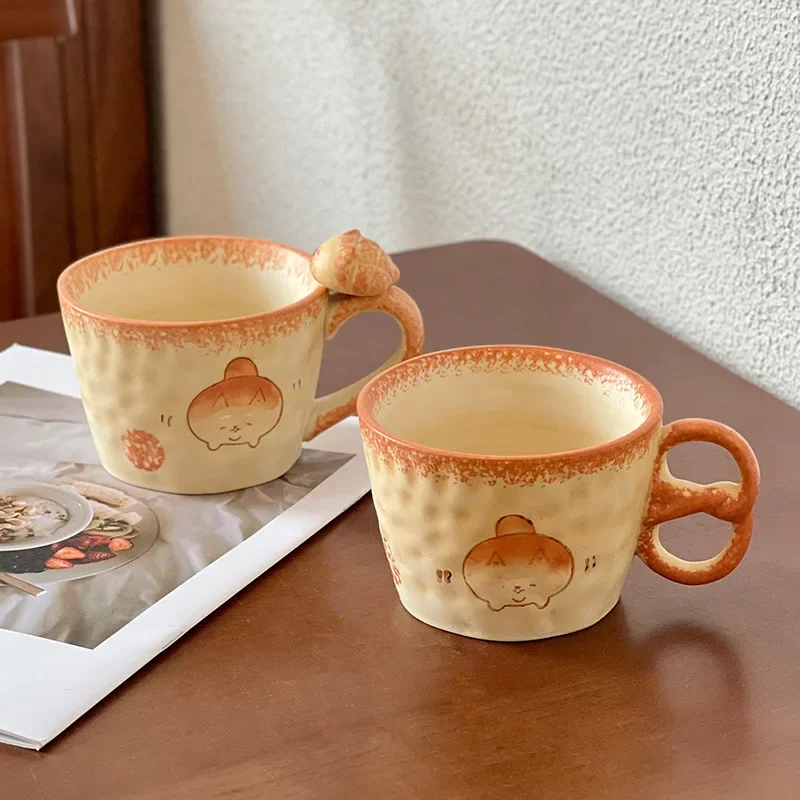 Bread Shaped Mug Cute Creative Ceramic Breakfast Aesthetic Mug For Home Living Room Tabletop Ornament Gift Wholesale Present New